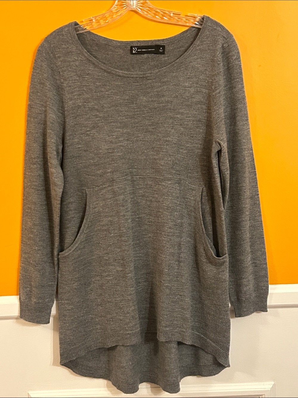 NY&C  Gray Knit Scoop Neck Sweater